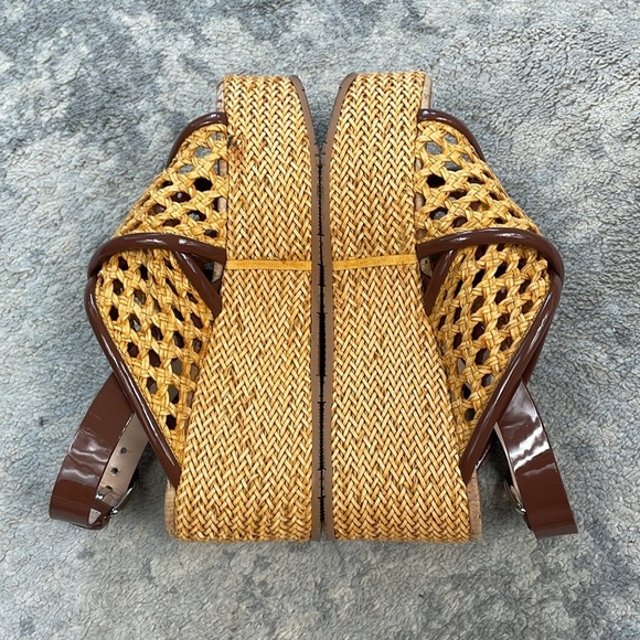 Casadei Marigold Woven Platform Chunky Sandals Designer Cork Footbed Sz 37 - Picture 9 of 16